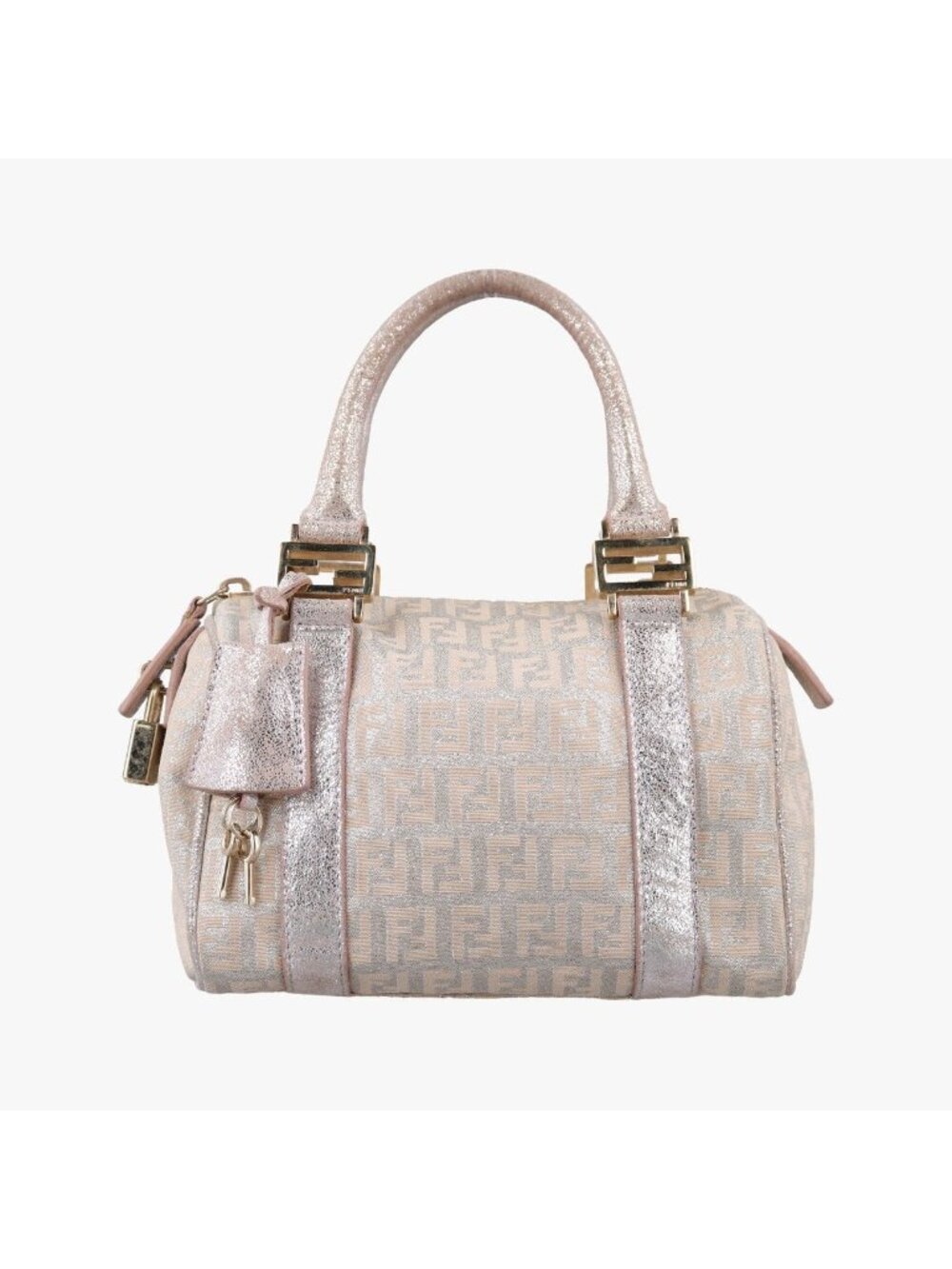 Fendi Zucchino Glitter Logo Pink Canvas